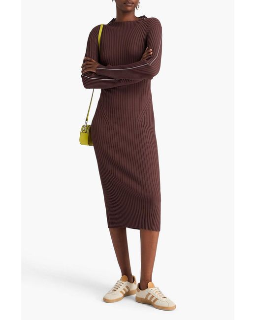 Stine Goya Purple Ribbed-knit Midi Dress
