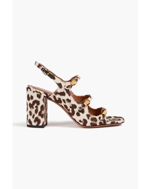 Zimmermann Metallic Leopard-Print Twill Slingback Sandals