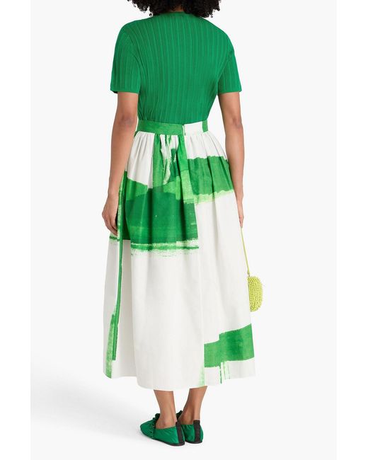 Erdem Green Ribbed Cotton Top