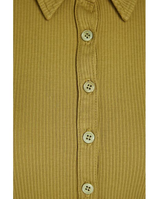 Monrow Yellow Ribbed Stretch-supima Cotton Jersey Polo Shirt