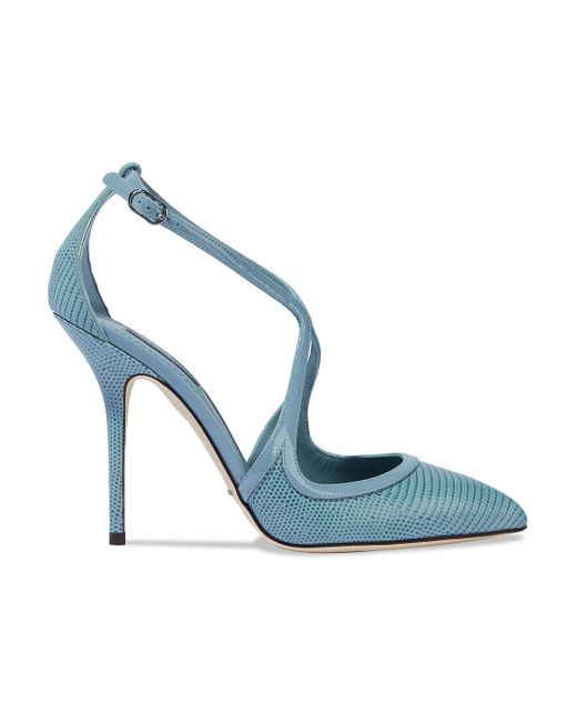Dolce & Gabbana Blue Snake-effect Leather Pumps