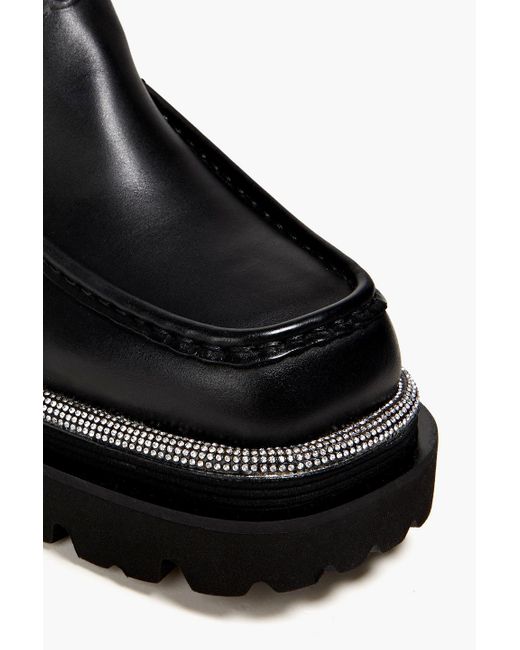 Sandro Black Teriane Crystal-embellished Leather Platform Loafers
