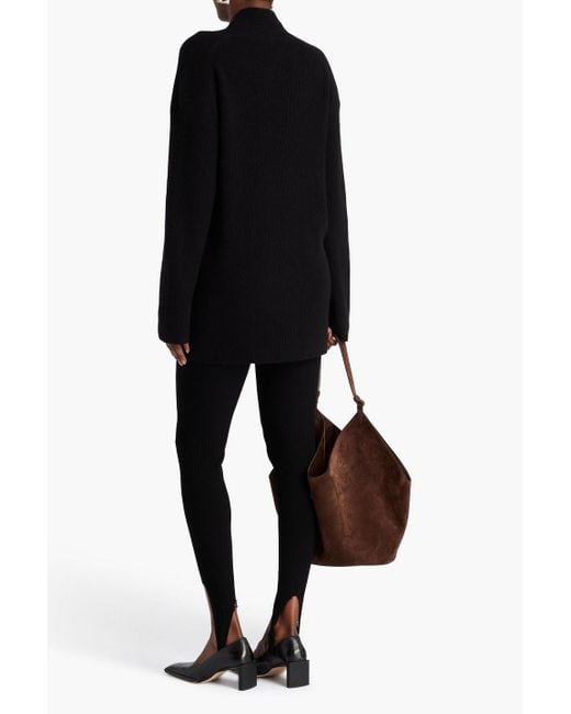 Totême  Black Ribbed Wool And Cashmere-Blend Sweater