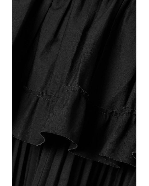 Brandon Maxwell Black Off-the-shoulder Tiered Poplin Top