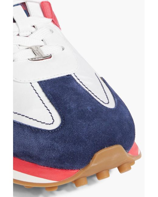 Ferragamo Blue Iulio Shell, Suede And Leather Sneakers for men