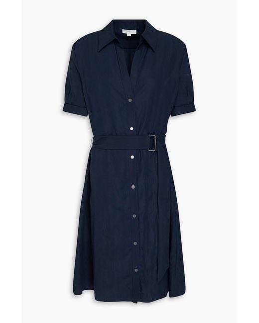 Vince Blue Belted Tencel Lyocell-Blend Shirt Dress