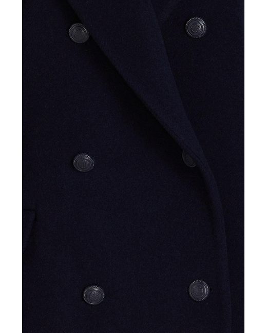 Maje Blue Double-breasted Wool-blend Felt Coat