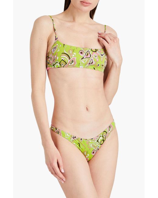 Emilio Pucci Green Tief sitzendes bikini-höschen mit print