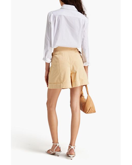 Alberta Ferretti Natural Cotton-blend Twill Shorts
