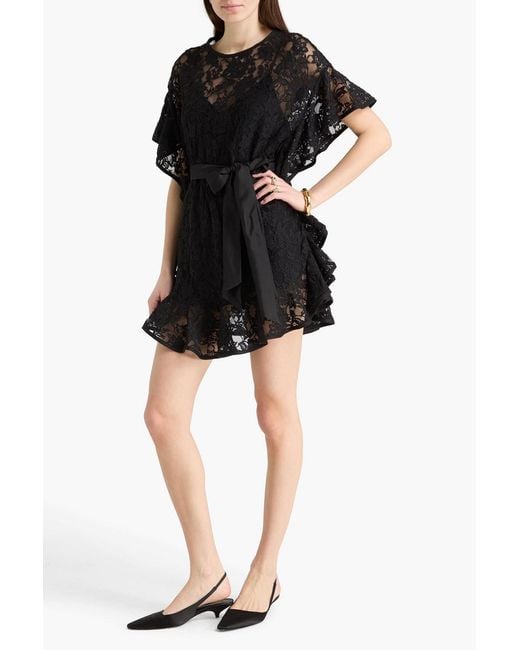 Zimmermann Black Ruffled Lace Top