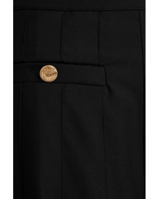 Claudie Pierlot Black Pleated Twill Wide-Leg Pants
