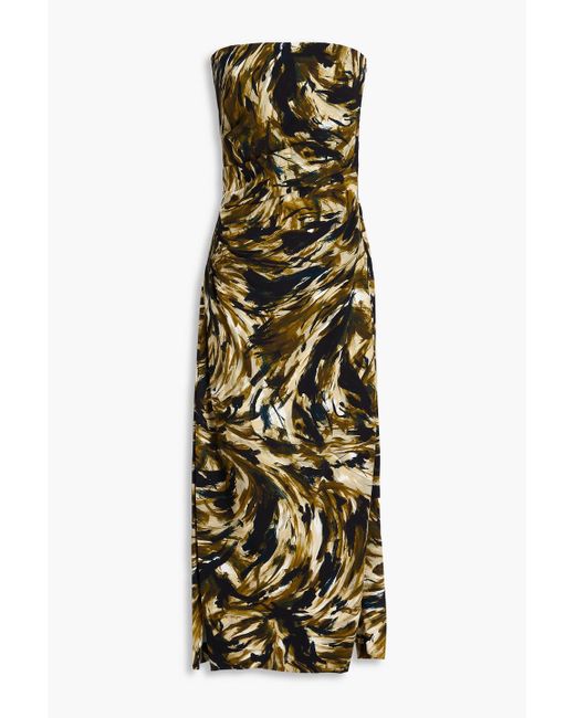 Proenza Schouler Metallic Strapless Printed Stretch-crepe Maxi Dress