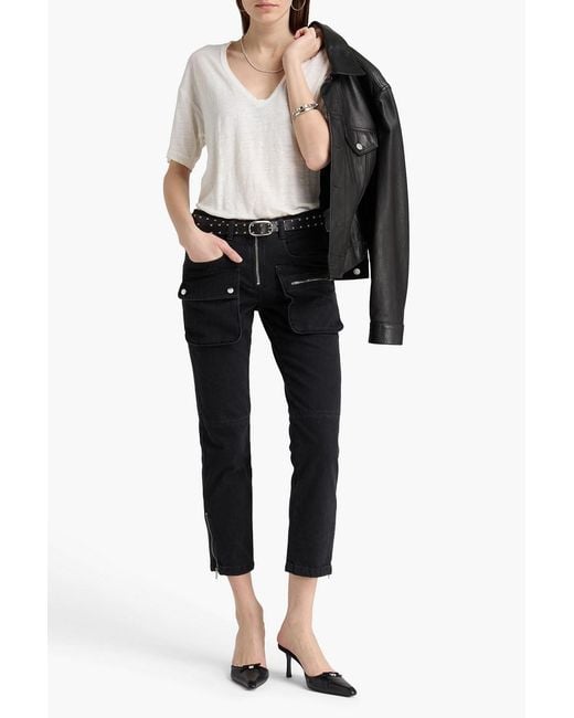 Isabel Marant Black Cenime Cropped High-rise Skinny Jeans