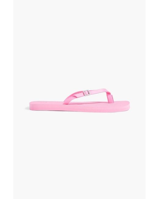 Stuart Weitzman Pink Embellished Flip Flops