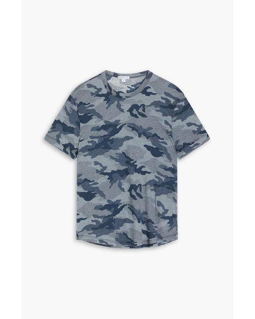 James Perse Blue Camouflage-print Slub Cotton-jersey T-shirt for men