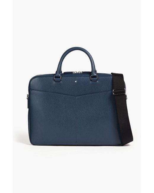 Montblanc Blue Textured-leather Laptop Bag for men