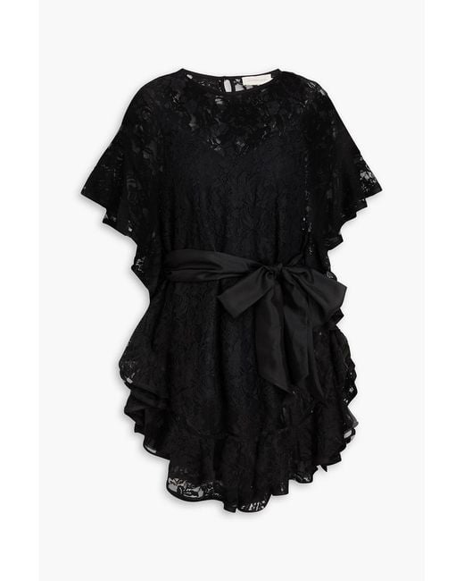 Zimmermann Black Ruffled Lace Top