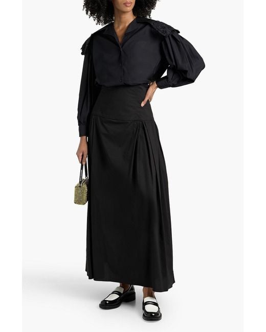 Simone Rocha Blue Broderie Anglaise-Trimmed Cotton-Poplin Shirt