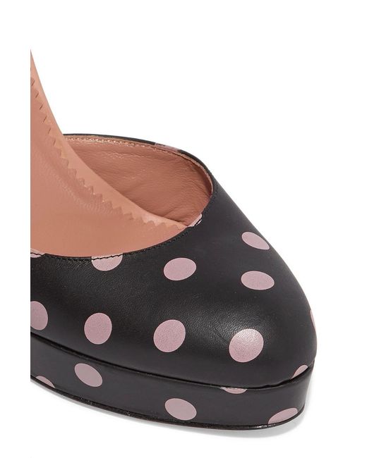 Red(v) Black Polka-dot Leather Mary Jane Platform Pumps