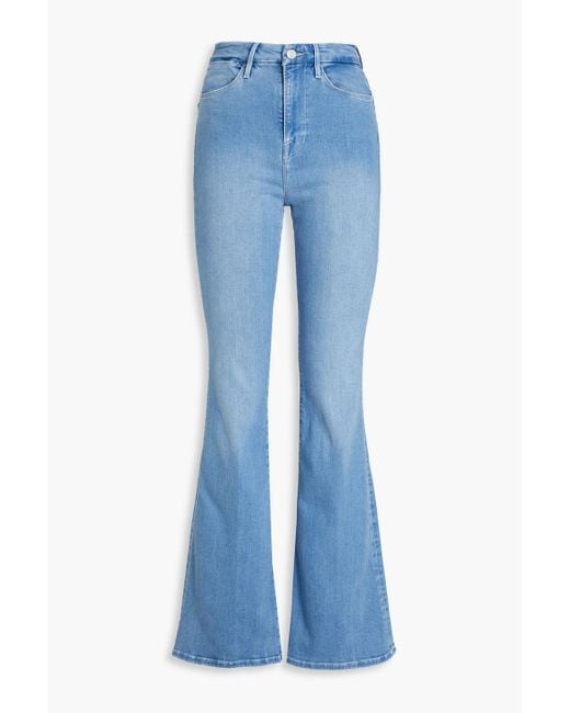 FRAME Blue Faded High-rise Flared Jeans