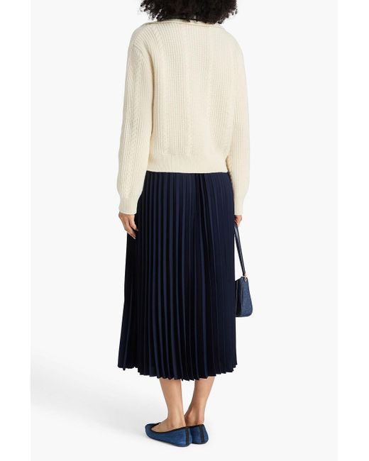 Sandro Natural Pullover aus einer wollmischung mit polokragen und zopfstrickmuster