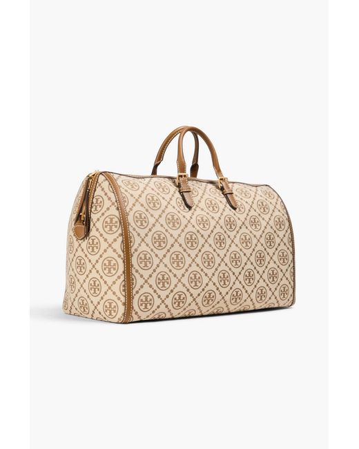 Tory Burch Natural T Monogram Jacquard Duffle Bag