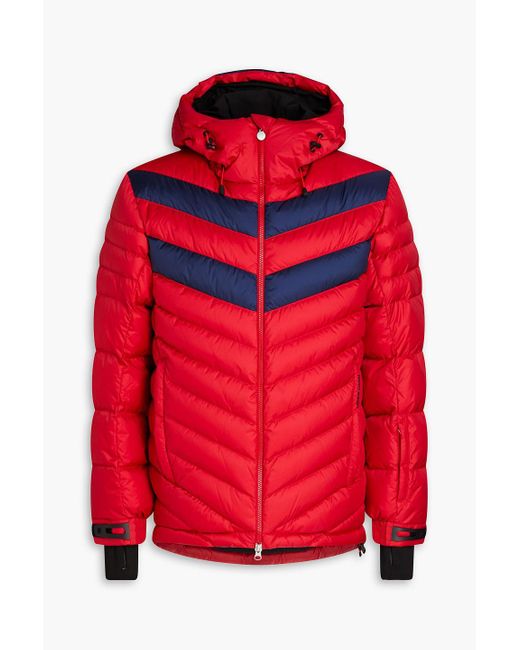 Perfect Moment Red Quilted Ripstop Hooded Down Ski Jacket for men