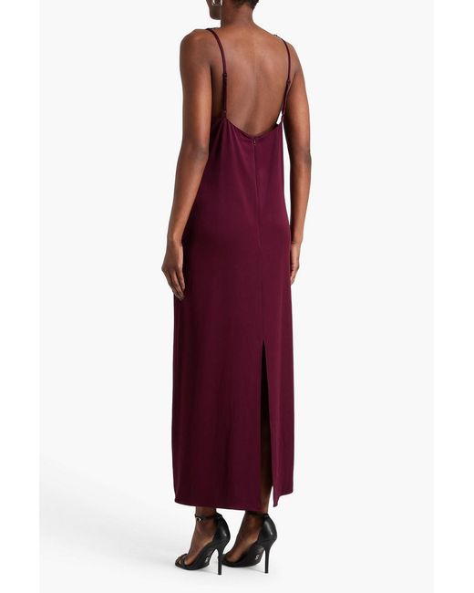 Stella McCartney Purple Lace-trimmed Satin Maxi Dress