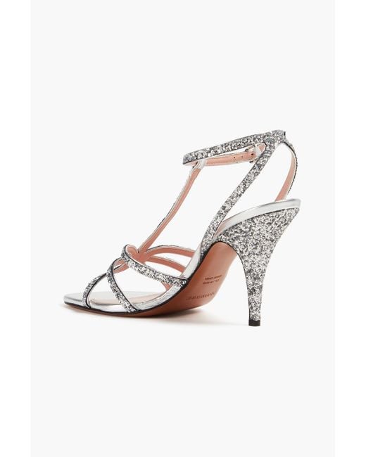 Zimmermann White Glittered Leather Sandals