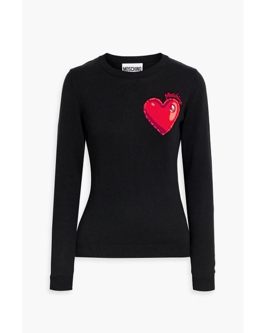Moschino Black Intarsia Cotton Sweater