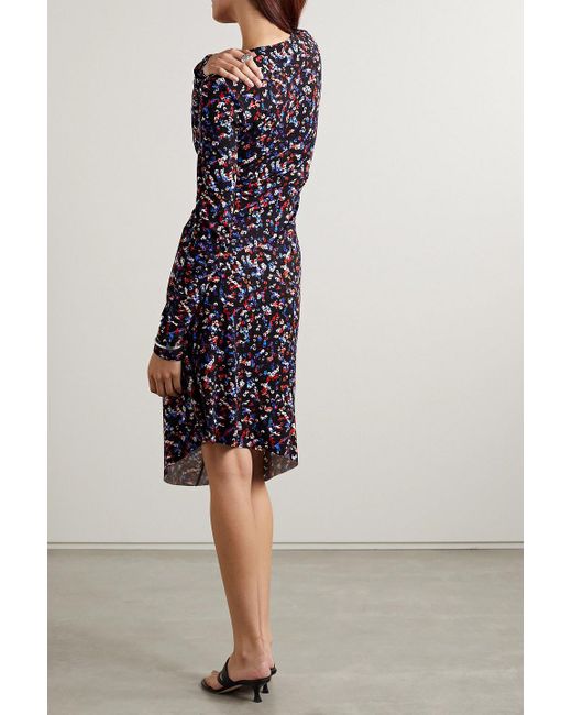 Isabel Marant Blue Jadiya Twist-front Printed Stretch-jersey Dress