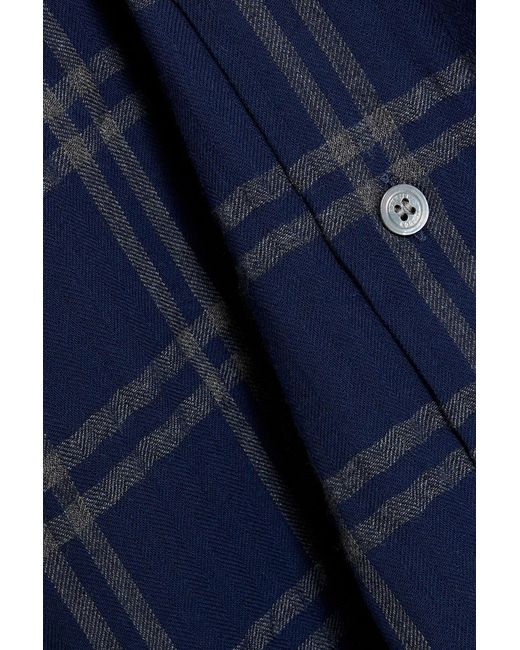 Dunhill Blue Checked Cotton-Blend Flannel Shirt for men