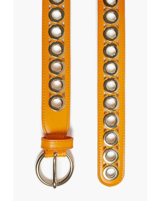 Sandro Orange Eyelet-embellished Leather Belt