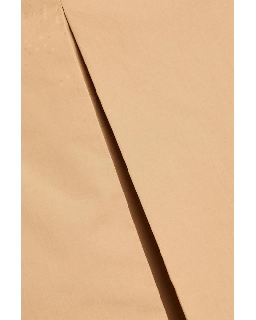Tory Burch Natural Pleated Cotton-Twill Midi Skirt