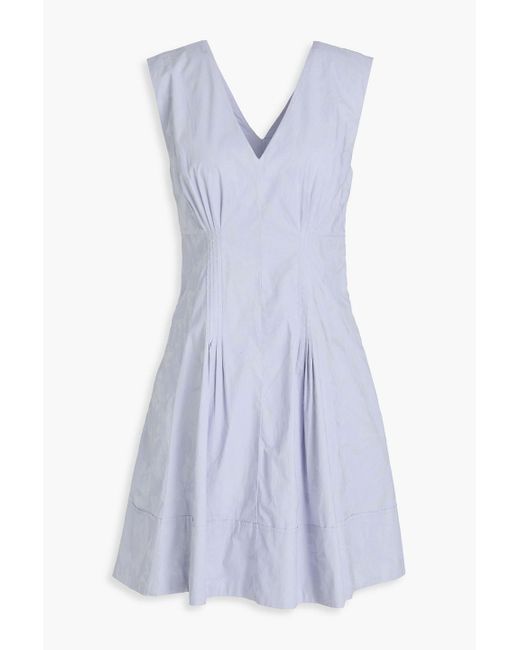 10 Crosby Derek Lam Blue Concha Pintucked Floral-print Cotton-poplin Mini Dress