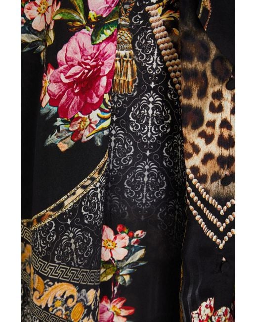 Camilla Black Embellished Silk Crepe De Chine And Georgette Maxi Shirt Dress