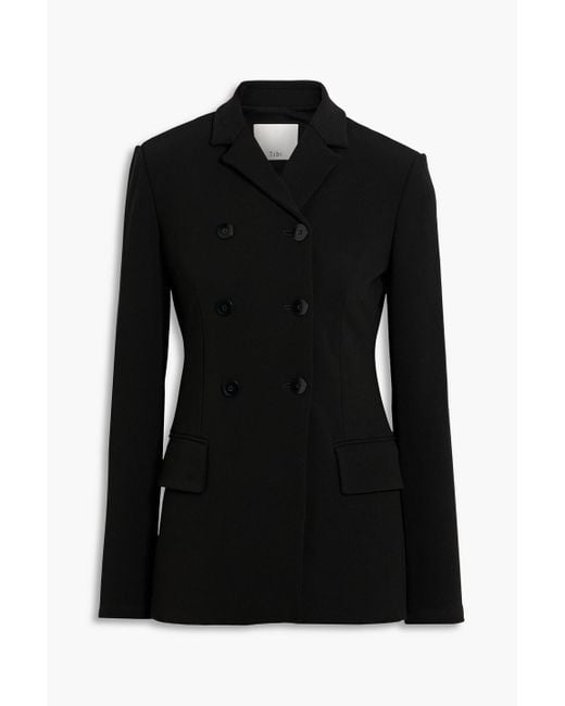 Tibi Black Wren Double-Breasted Crepe Blazer