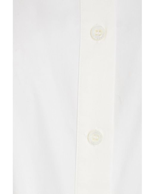 FRAME White Pleated Cotton-blend Poplin Maxi Shirt Dress