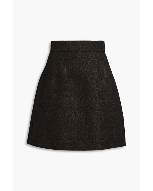 Dolce & Gabbana Black Metallic Jacquard Mini Skirt