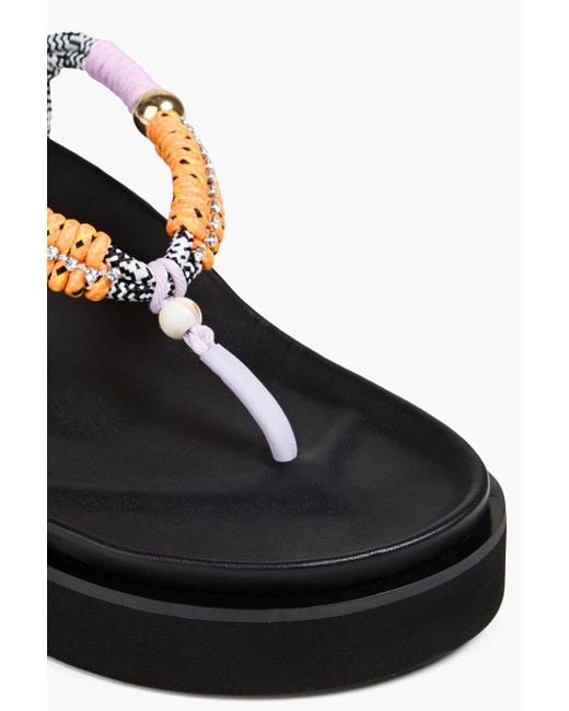 Maje Black Embellished Cord And Leather Sandals