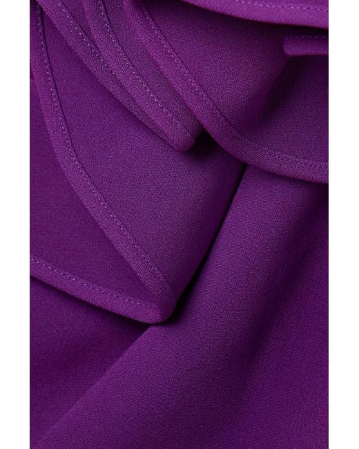 Elie Saab Purple Robe aus cady mit rüschen und asymmetrischer schulterpartie