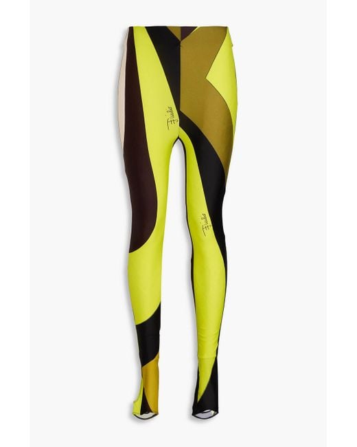 Emilio Pucci Yellow Printed Stretch-Jersey Leggings