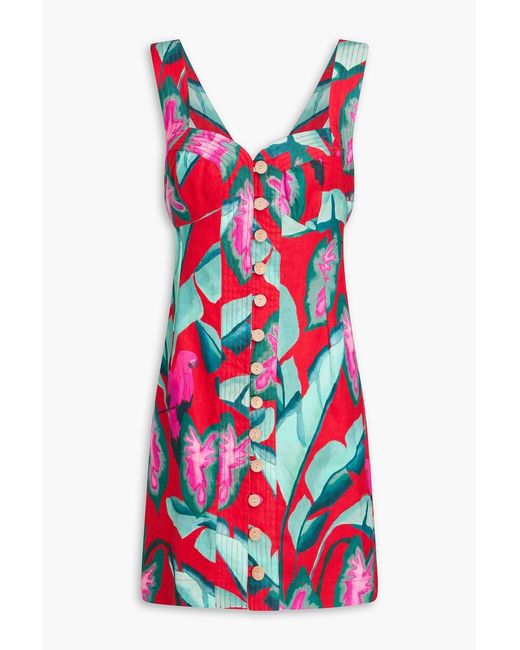 Farm Rio Red Printed Linen Mini Dress