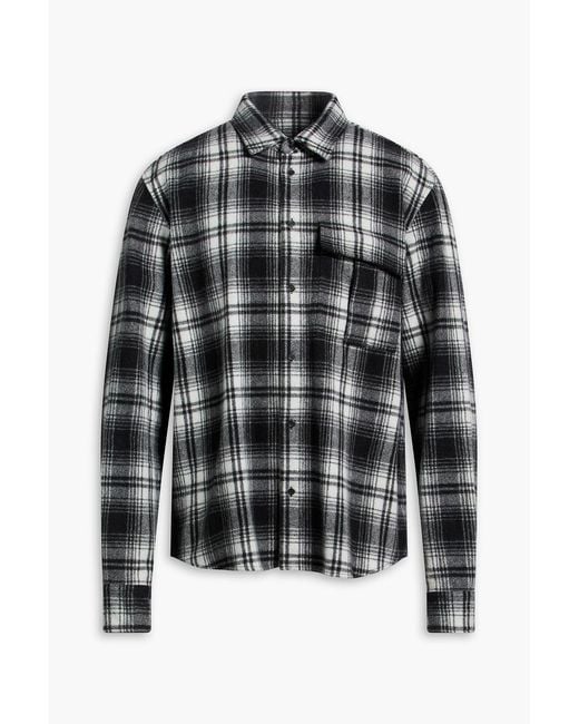 DSquared² Black Checked Wool-Blend Flannel Shirt for men
