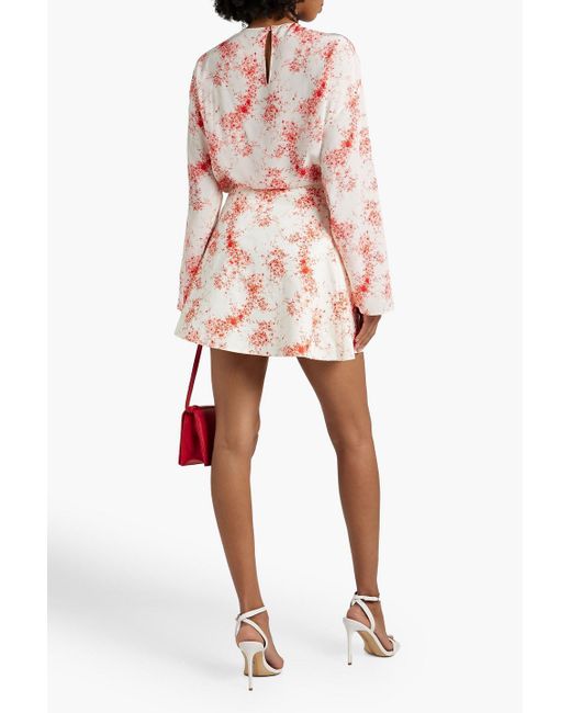 Valentino Garavani Pink Floral-print Cotton And Silk-blend Twill Mini Skirt