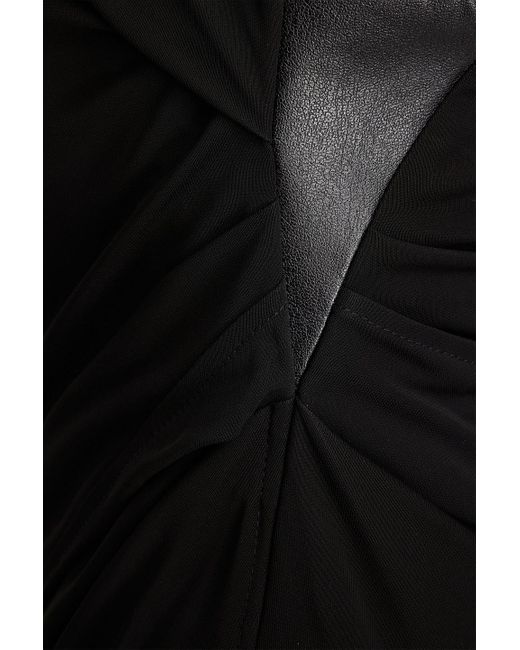 Helmut Lang Black Draped Crepe Halterneck Midi Dress