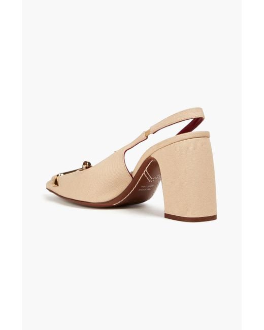 Zimmermann Pink Embellished Canvas Slingback Pumps