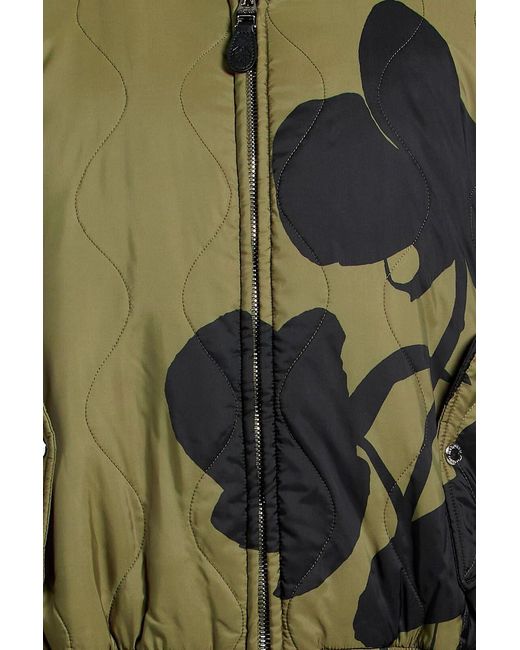 McQueen Green Printed Quilted Shell Bomber Jacket for men