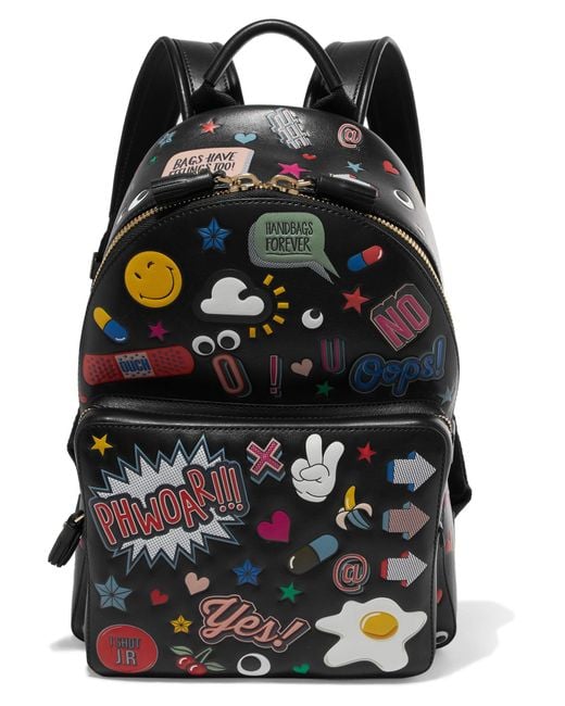 Anya Hindmarch Black 'all Over Stickers' Backpack