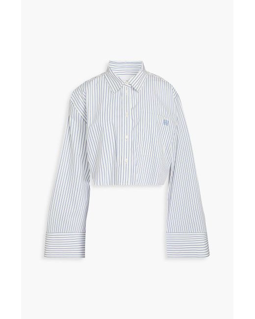 FRAME White Cropped Cotton-blend Poplin Shirt